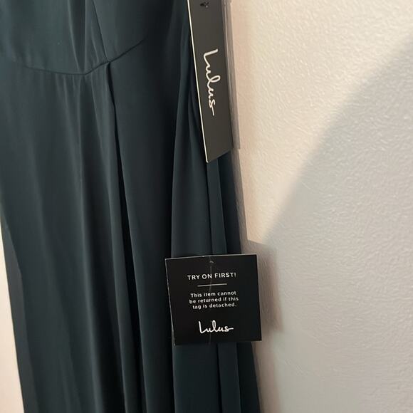 Lulus dreamy forest green backless maxi dress with slit NWT size S - Picture 5 of 6